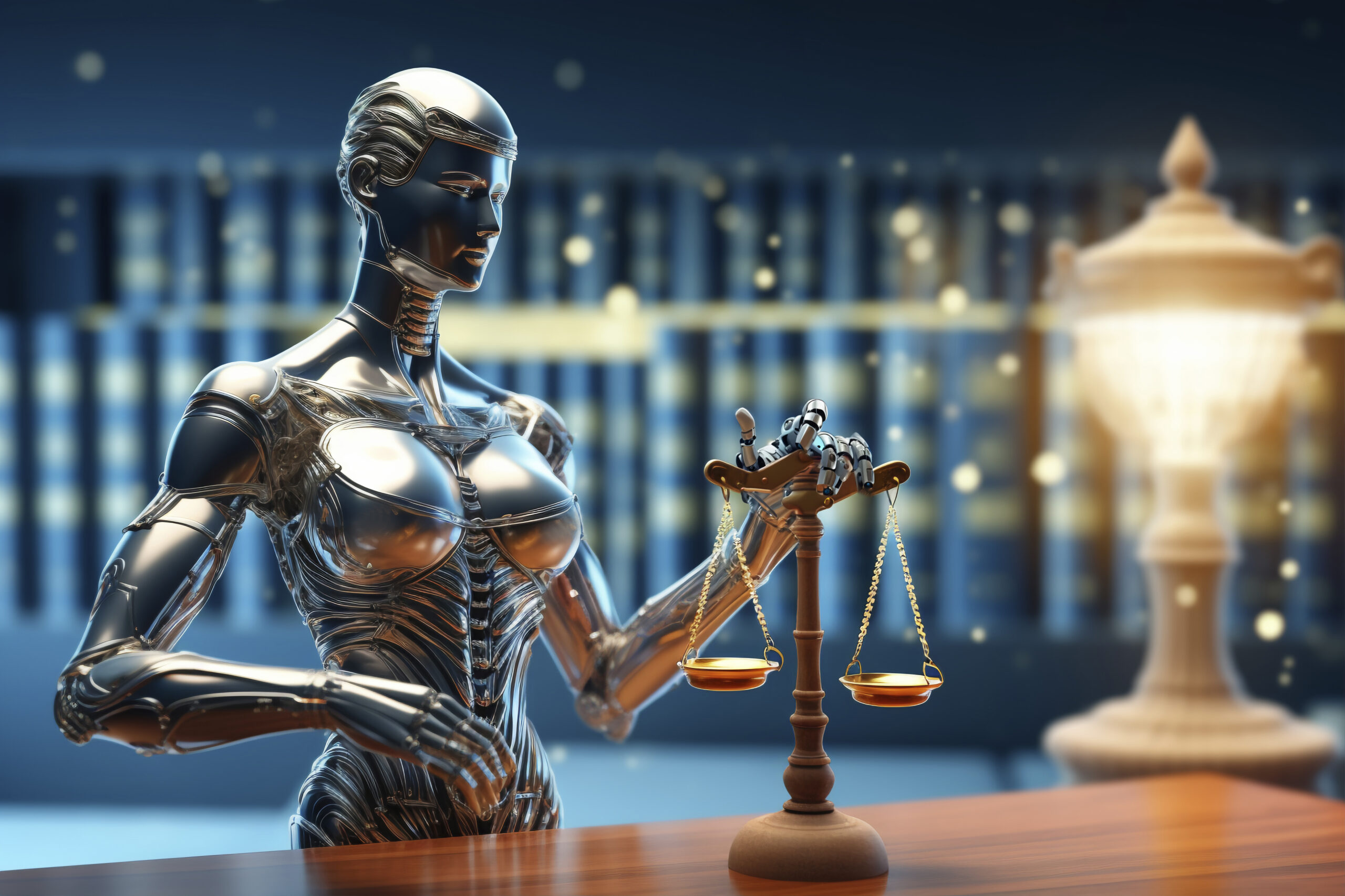 close up lawyer ai robot